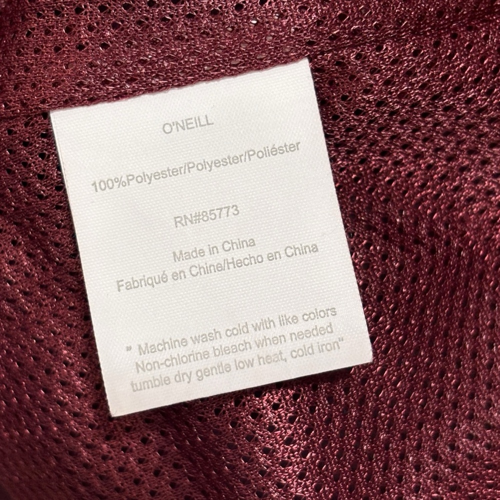 O’Neill Gayle Burgundy Windbreaker Hooded Zip Up Spring Jacket Women's Size XS - Picture 9 of 15